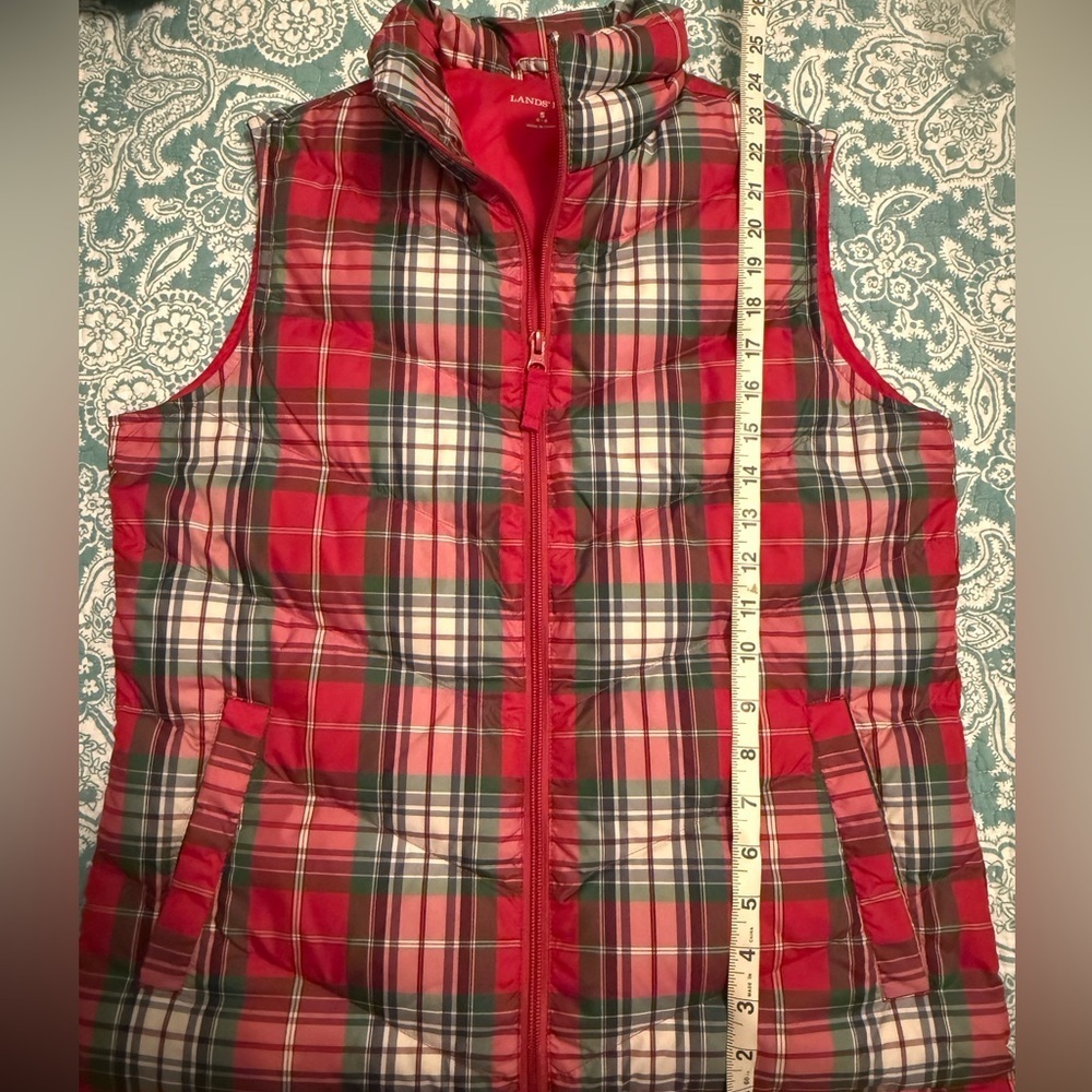Lands End Women’s Plaid Puffer Vest - S - Picture 4 of 5